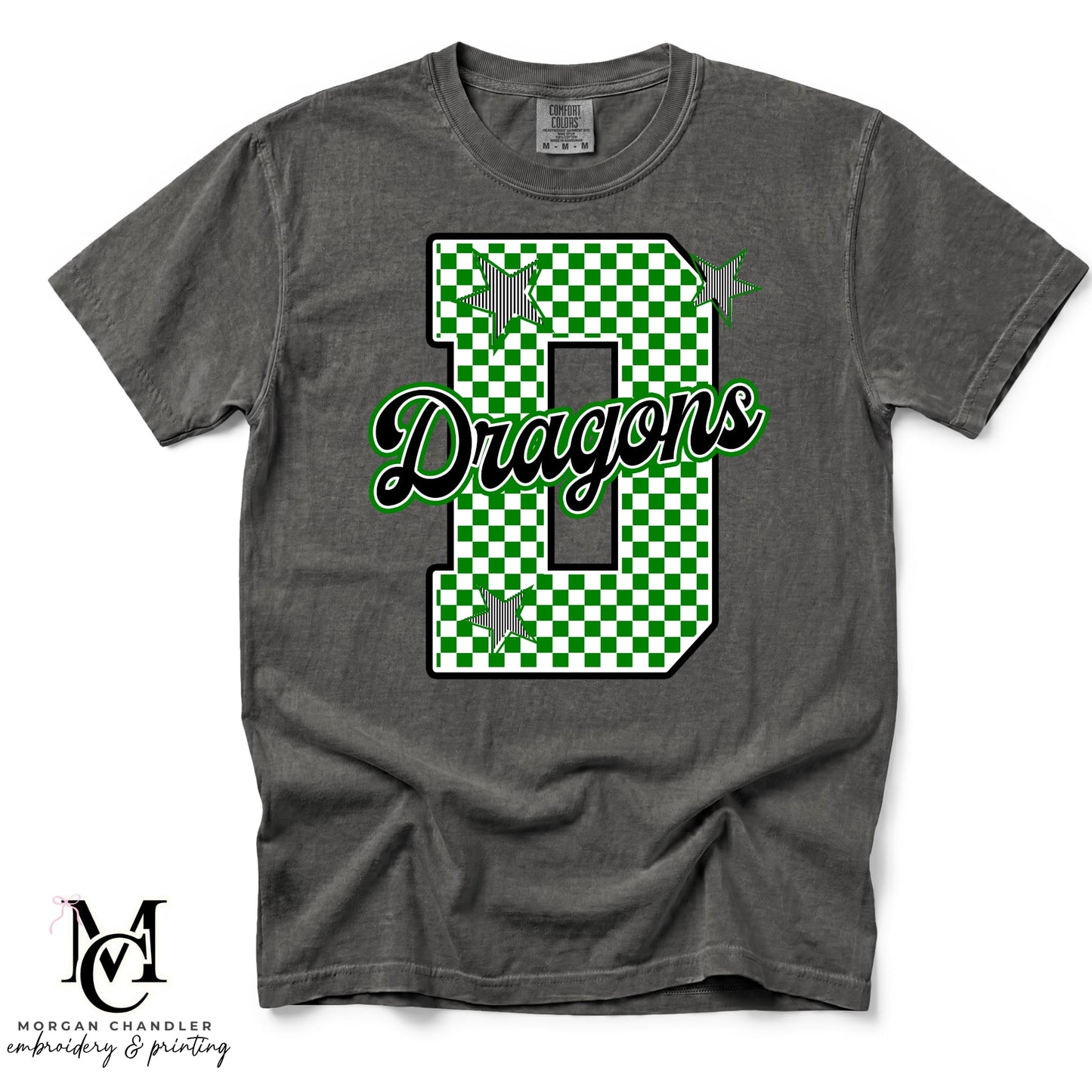 DRAGONS CHECKERED MASCOT TEE