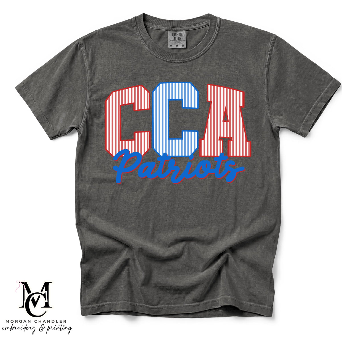 CCA PATRIOTS MASCOT STRIPED TEE