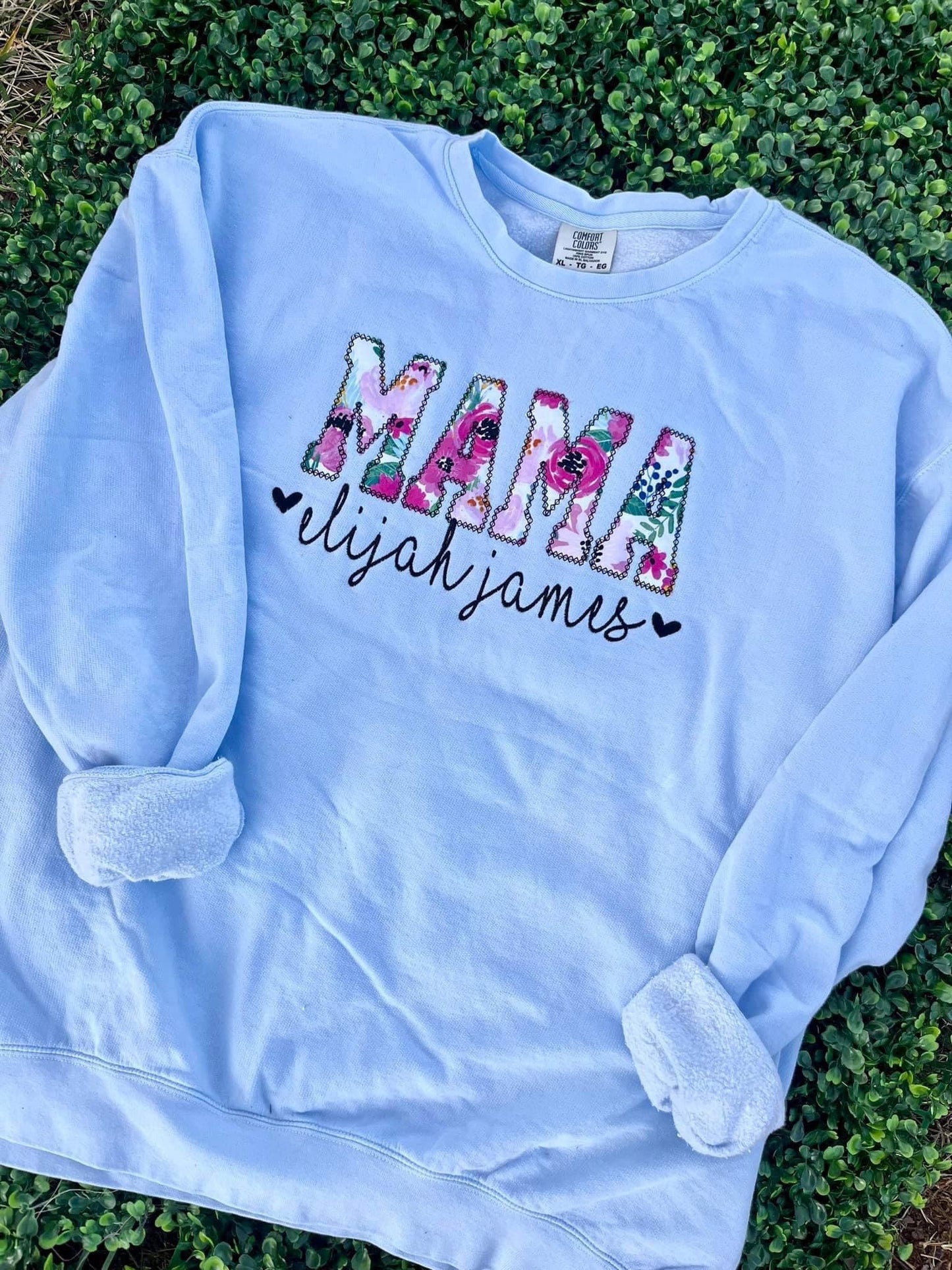 Applique Title Tee- Pink Floral