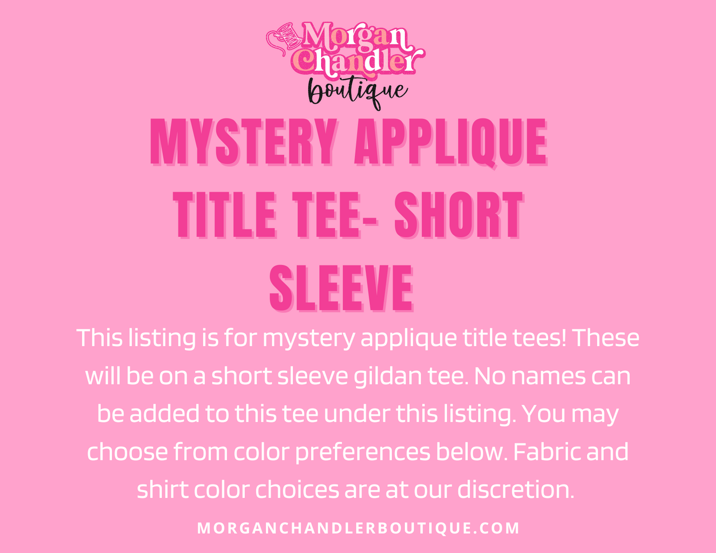 MYSTERY APPLIQUE TITLE TEE