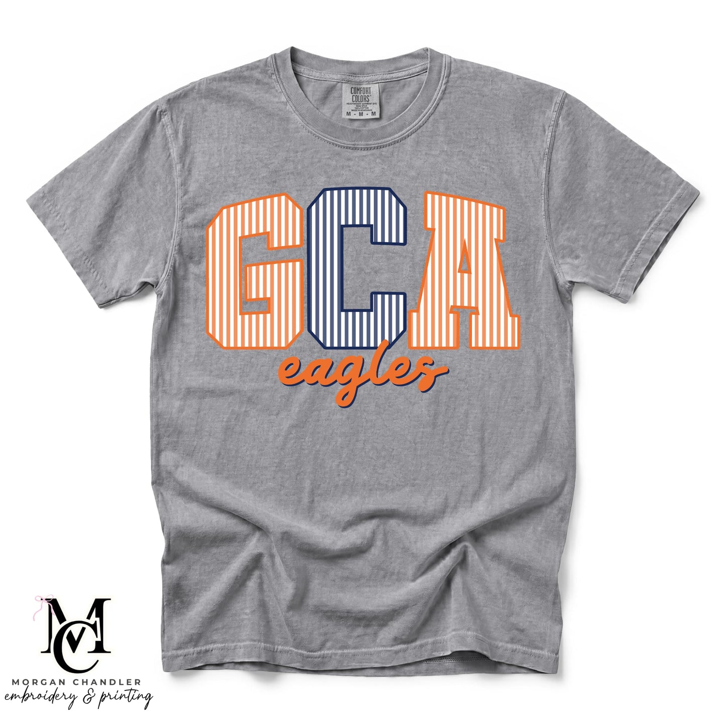 GCA EAGLES MASCOT STRIPED TEE