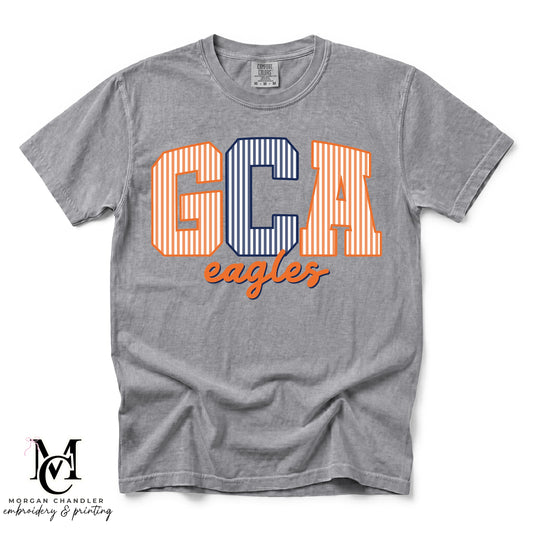 GCA EAGLES MASCOT STRIPED TEE