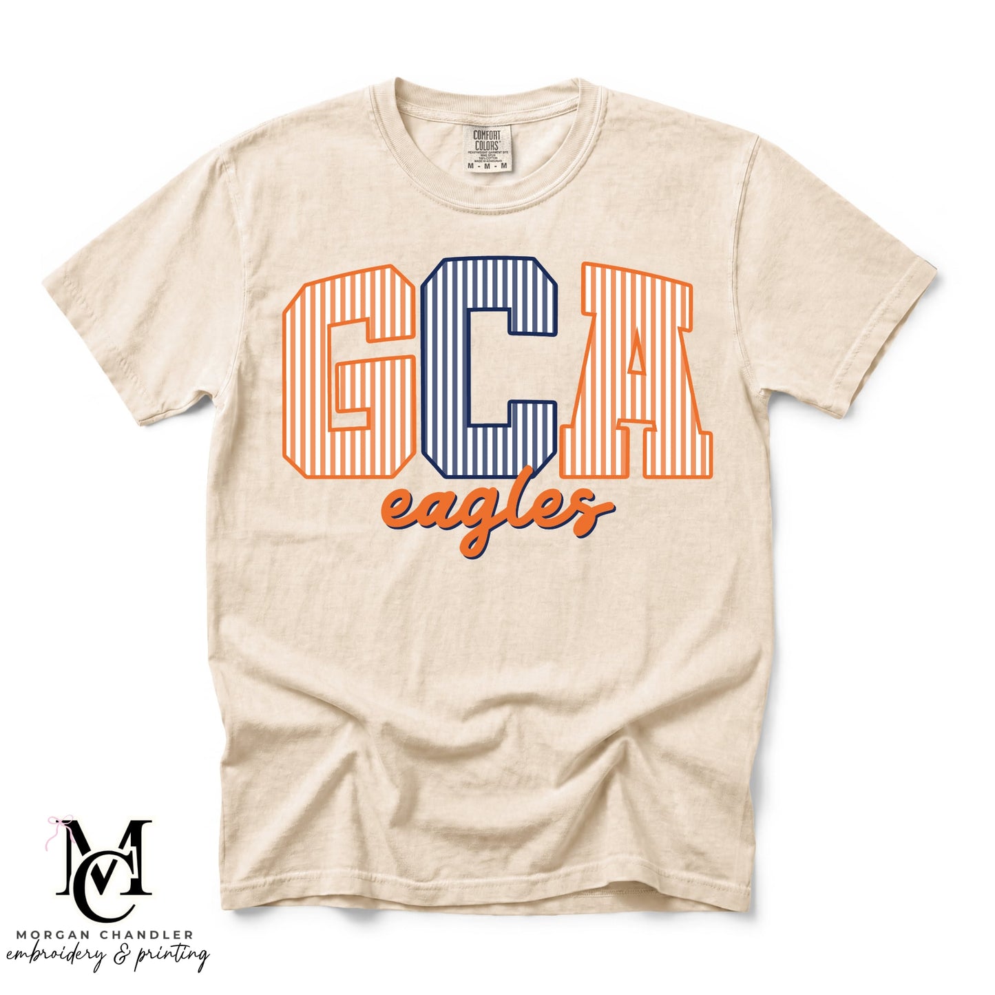 GCA EAGLES MASCOT STRIPED TEE