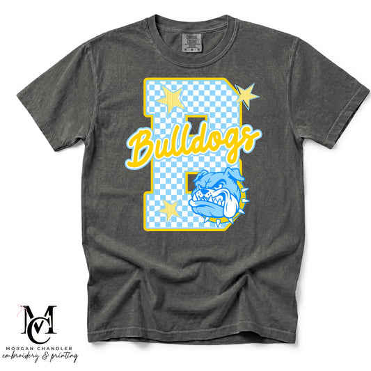 BULLDOGS CHECKERED MASCOT TEE