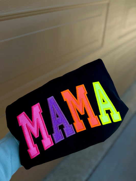 Neon Mama Glitter Embroidery Tee