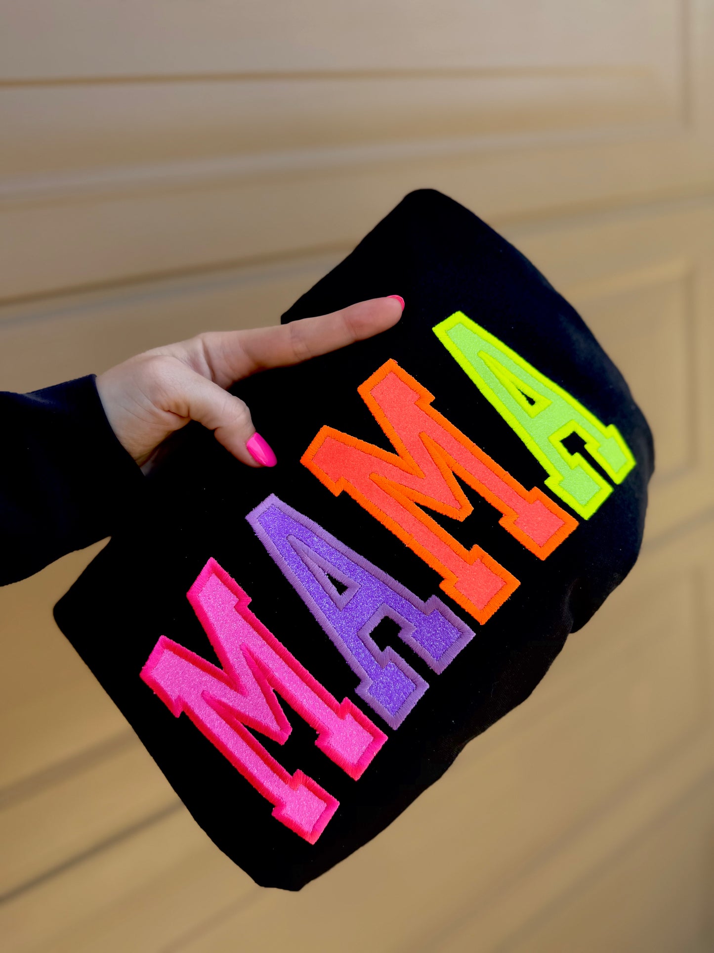 Neon Mama Glitter Embroidery Tee