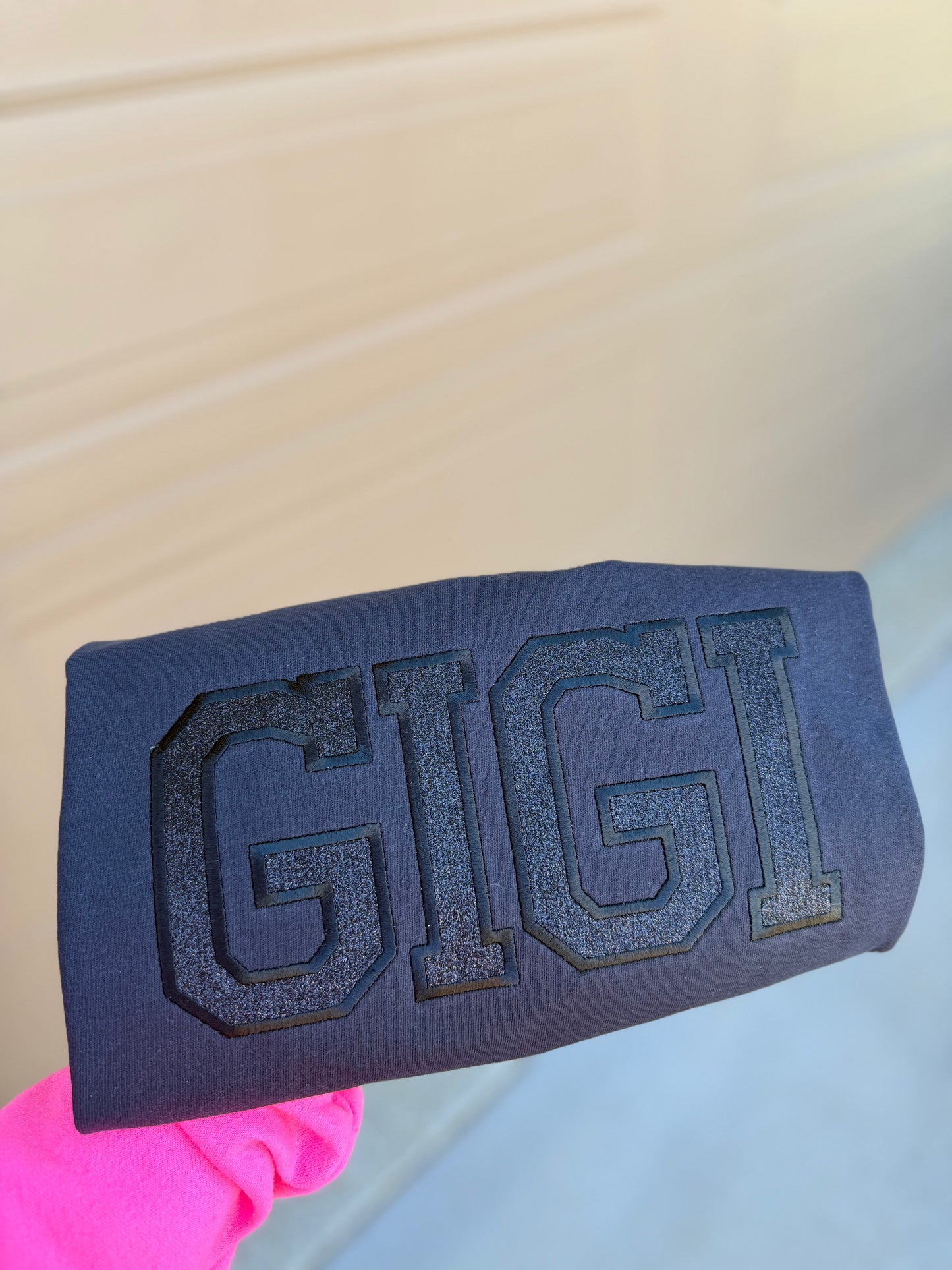 Black on Black Gia Glitter Embroidery Tee