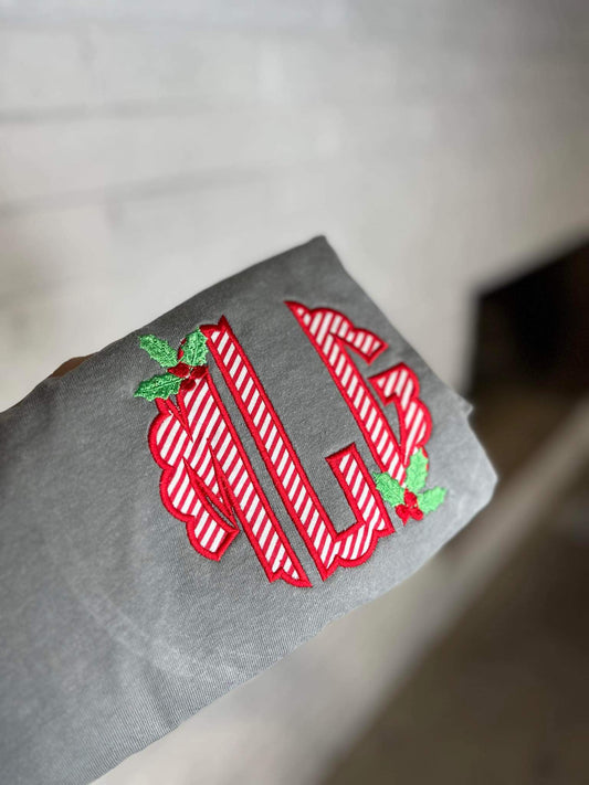 CANDY CANE BERRY | POCKET MONOGRAM  | EMBROIDERY